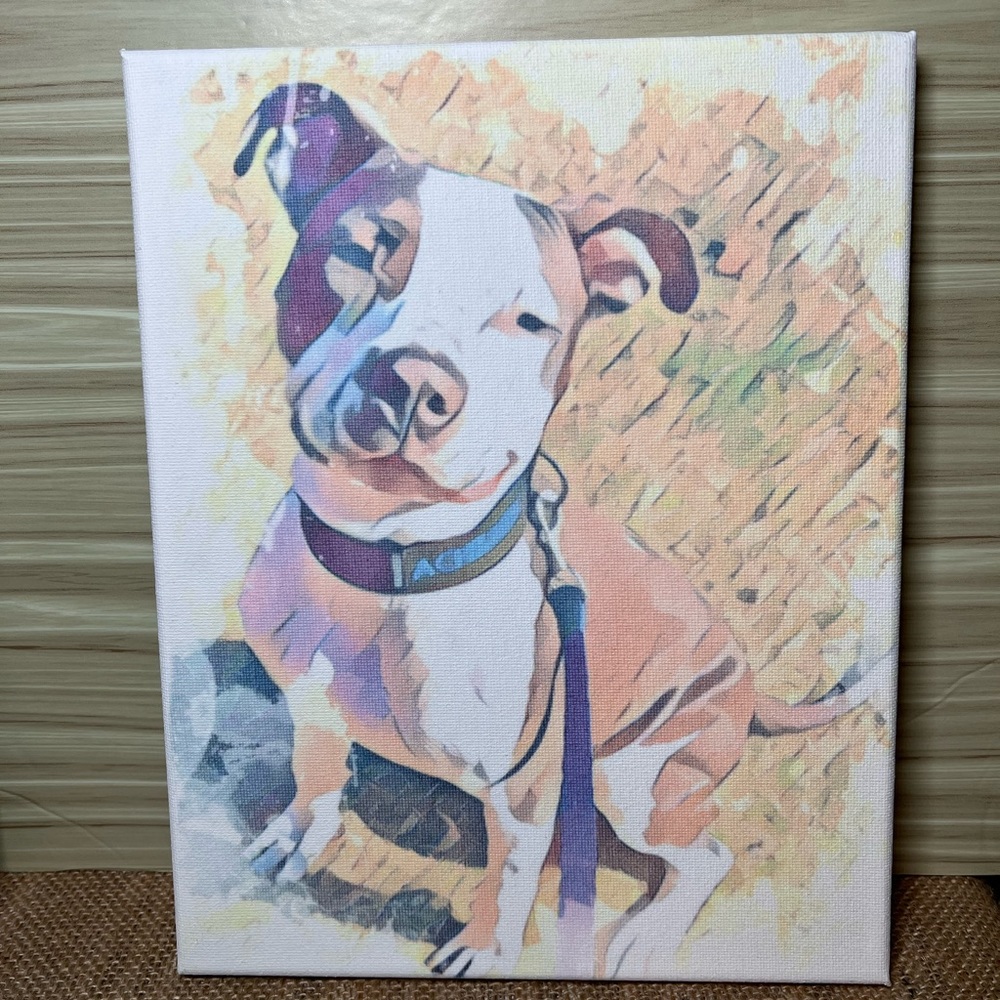 Watercolored "Pitty” canvas